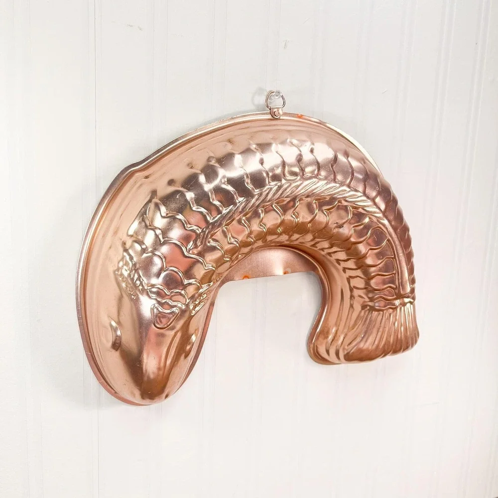 Vintage Pink Copper Metal‎ Fish Mold Wall Decor